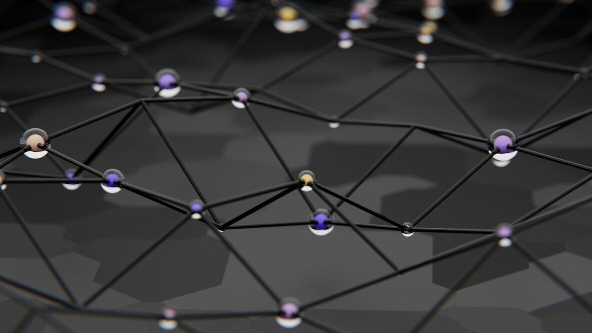 a black and white photo of a network of dots