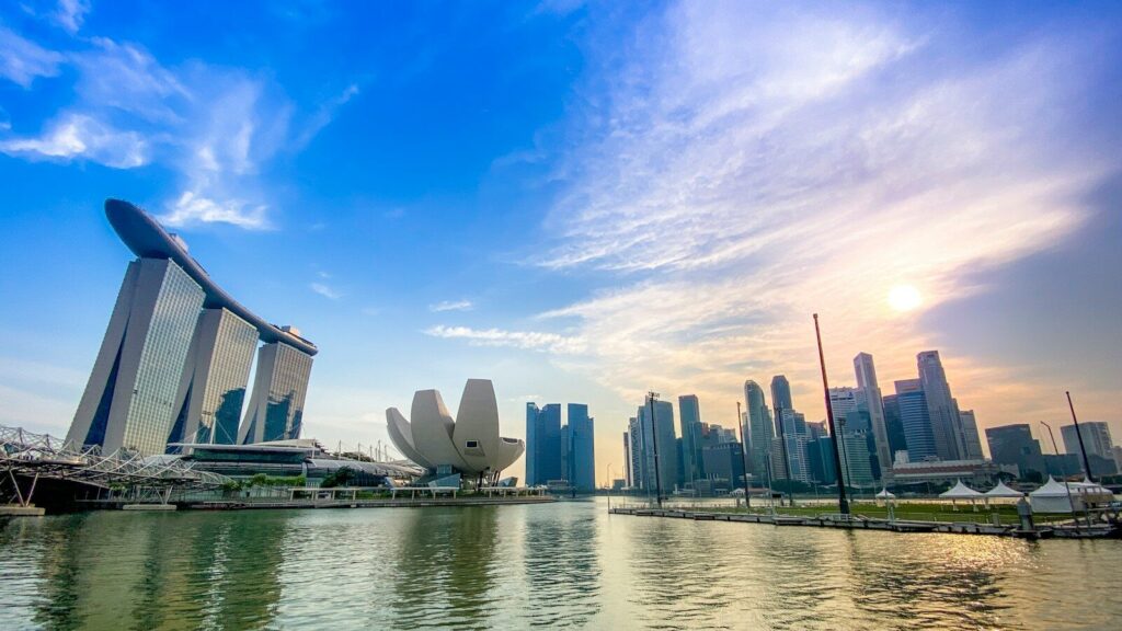 city of Singapore under cloudy sky