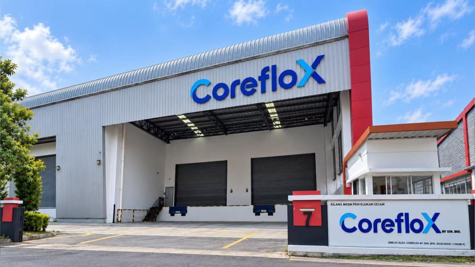 Exterior of the CorefloX manufacturing facility in Johor Bahru, Malaysia