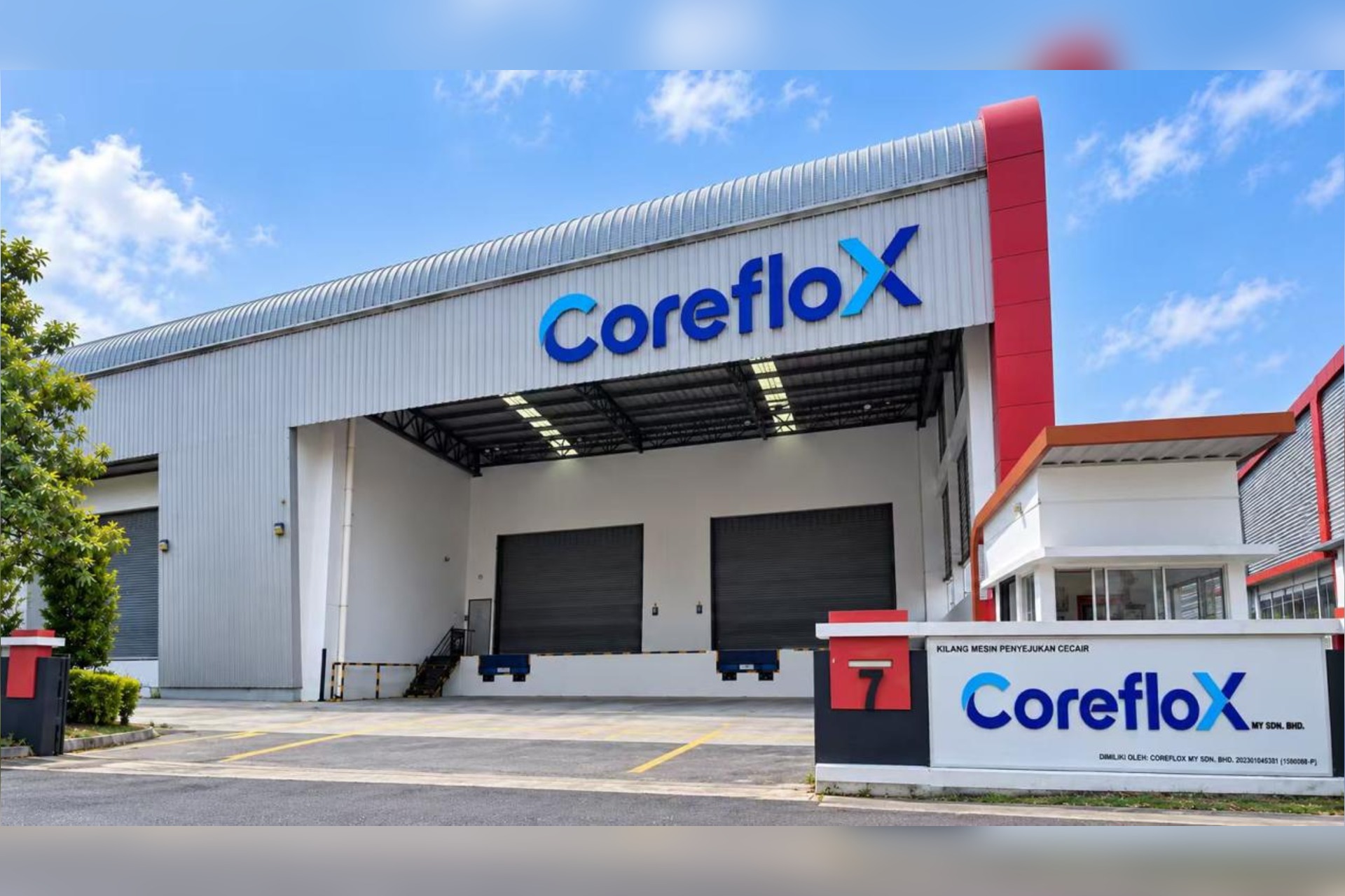 Exterior of the CorefloX manufacturing facility in Johor Bahru, Malaysia