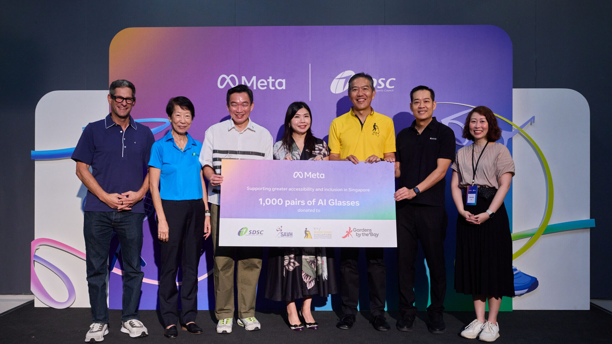 Representatives from Meta and Singapore disability organizations at an AI glasses accessibility showcase