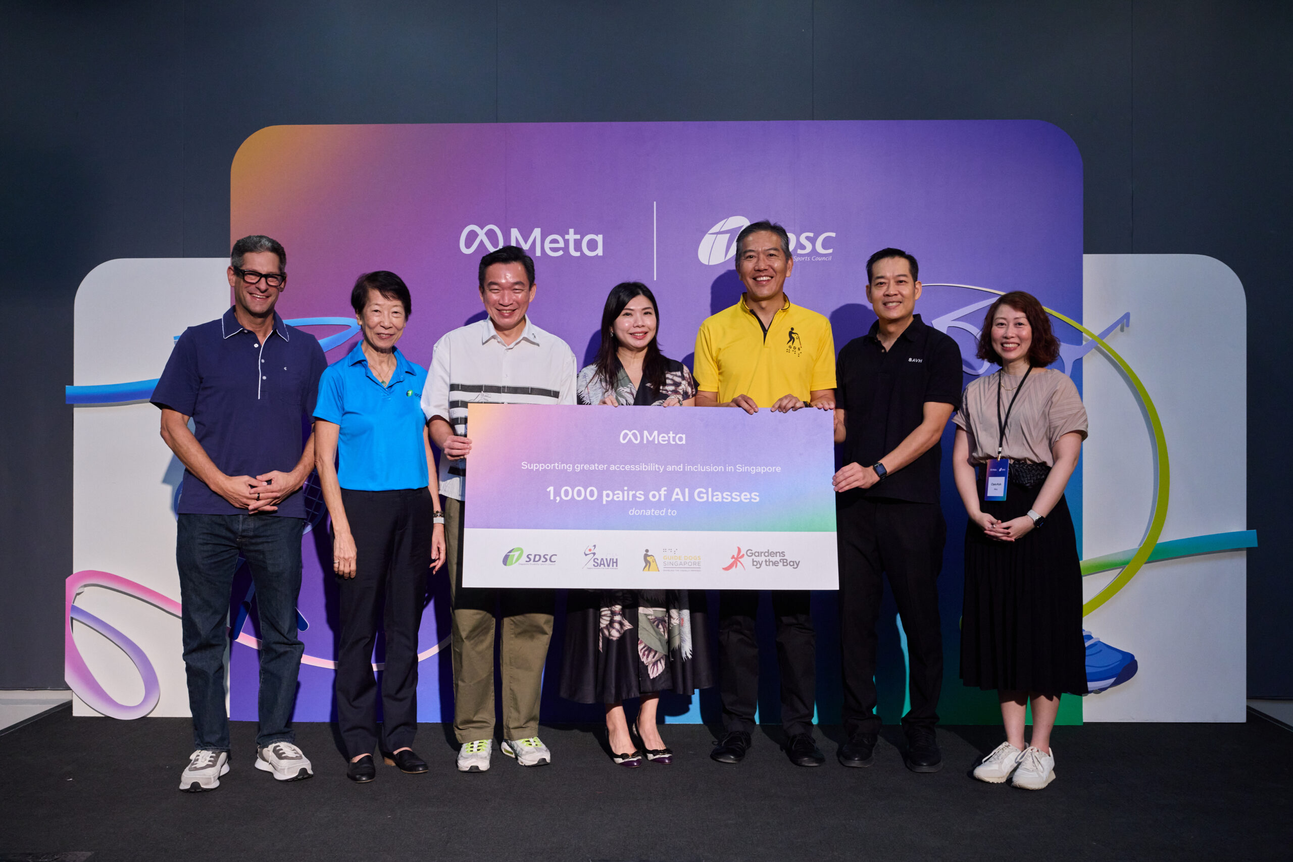Representatives from Meta and Singapore disability organizations at an AI glasses accessibility showcase