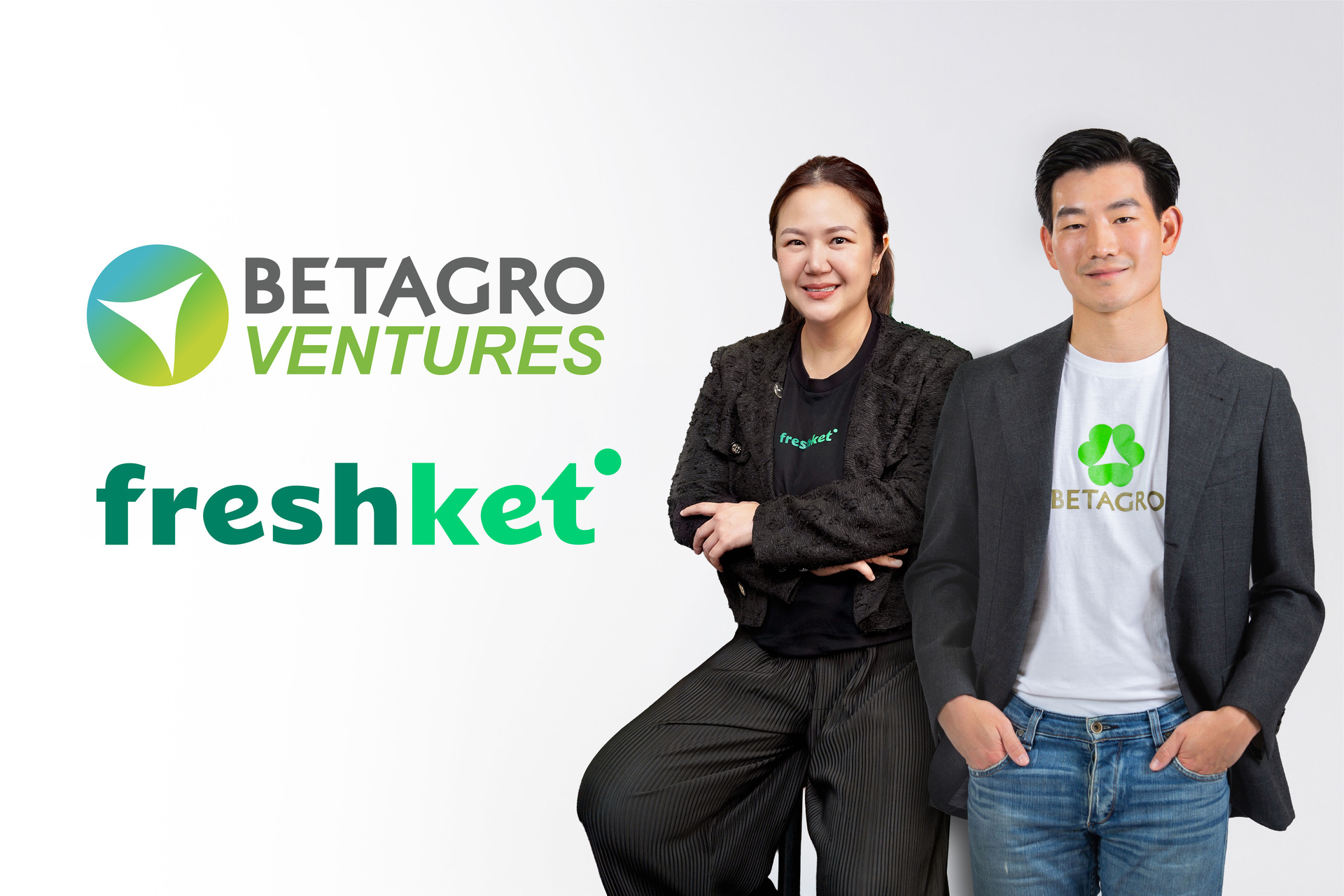 Freshket and Betagro representatives beside the companies' logos